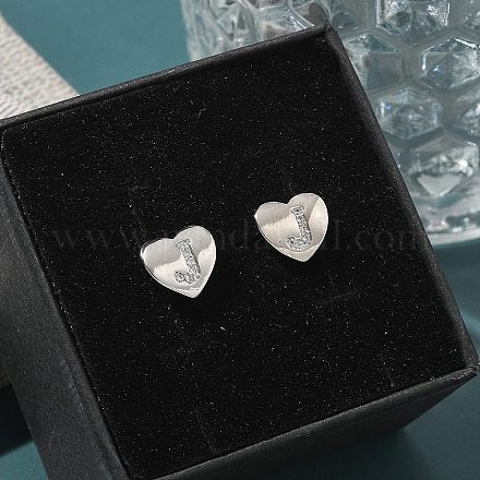 Серьги-гвоздики из латуни с микропаве из прозрачного кубического циркония EJEW-K299-01P-J-1