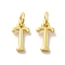 Brass Pendants, Cadmium Free & Nickel Free & Lead Free, with Jump Ring, Letter T, 10x6x1.5mm, Ring: 5x1mm, inner diameter: 3mm