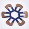 Resin & Walnut Wood Pendants, Trapezoid, Dark Blue, 37~37.5x27~27.5x3~3.5mm, Hole: 2mm