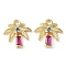 Brass Micro Pave Cubic Zirconia Pendants, Coconut Tree Charms, Rack Plating, Long-Lasting Plated, Cadmium Free & Lead Free, Real 18K Gold Plated, 9.5x9.5x2mm, Hole: 1.2mm
