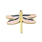 304 Stainless Steel Enamel Charms, Dragonfly Charm, Real 14K Gold Plated, Midnight Blue, 12x15x1mm, Hole: 0.7mm