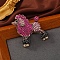 Poodle Alloy Rhinestone Brooches, Magenta, 48x39mm