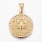 Real 18K Gold Plated 304 Stainless Steel Pendants, Flat Round with Twelve Constellation/Zodiac Sign, Cancer, 29x25x3.2mm, Hole: 9x4.5mm