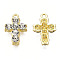 Rack Plating Alloy Pendants, with Crystal Rhinestone, Cadmium Free & Nickel Free & Lead Free, Cross, Light Gold, 21x14.5x4.5mm, Hole: 2mm
