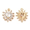 Brass Pendants, with Glass, Flower Charms, Real 18K Gold Plated, 16x13.5x4mm, Hole: 1.2mm