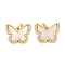 Brass Micro Pave Cubic Zirconia Pendants, Butterfly Charms, with Shell and Jump Ring, Cadmium Free & Lead Free, Lasting Plated, Rack Plating, Real 18K Gold Plated, 13.5x16x2mm, Hole: 3.5mm