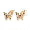 Brass Micro Pave Cubic Zirconia Pendants, Butterfly Charms, Real 18K Gold Plated, 23x18x2.5mm, Hole: 1mm