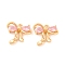 Brass Micro Pave Cubic Zirconia Charms, Cadmium Free & Nickel Free & Lead Free, Bowknot, Pink, 12x13x3.5mm, Hole: 1.4mm