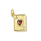 Brass Micro Pave Cubic Zirconia Charms, Playing Card with Ace of Hearts, Rack Plating, Long-Lasting Plated, Cadmium Free & Lead Free, with Jump Ring, Real 18K Gold Plated, 13.5x11.5x2.5mm, Hole: 3.4mm