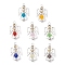 Alloy Glass Pendants, Angel, with 304 Stainless Steel Loop, Faceted, Mixed Color, 33x20x7.5mm, Hole: 2.5mm