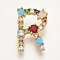 Brass Micro Pave Cubic Zirconia Pendants, Cadmium Free & Nickel Free & Lead Free, Letter, Colorful, Golden, Letter.R, 20x13.5x6mm, Hole: 3x2mm