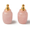 Natural Gemstone Openable Perfume Bottle Pendants, with Brass Findings, 35.5x19mm, Hole: 1.6mm, Capacity: 1ml(0.03 fl. oz)