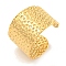Ion Plating(IP) 304 Stainless Steel Textured Open Cuff Ring, Wide Band Ring for Women, Real 18K Gold Plated, Adjustable