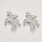 Brass Micro Pave Cubic Zirconia Pendants, Nickel Free, Unicorn, Clear, Real Platinum Plated, 27.5x19.5x2.5mm, Hole: 1.2mm