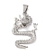 304 Stainless Steel Big Pendants, Dragon Charm, Stainless Steel Color, 51x32x11.5mm, Hole: 10x6mm