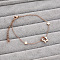 Stainless Steel Cable Chain Bracelets for Women, Star, with Cubic Zirconia, Rose Gold, 6-1/4 inch(16cm)