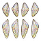 Transparent Resin Wing Pendants Set, with Gold Foil, Butterfly Wing Charms, Colorful, 29.5~39.5x14.5x2.5mm, Hole: 0.8mm, 2 pairs/set