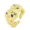 Brass Micro Pave Colorful Cubic Zirconia Cuff Rings, Cadmium Free & Nickel Free & Lead Free, Open Rings, Horse Eye, Real 18K Gold Plated, Adjustable