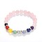 Buddha Head Gemstone Beaded Stretch Bracelets, with Tibetan Style Beads, Rose Quartz, 55mm