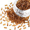 Transparent Glass Bugle Beads, Round Hole, Saddle Brown, 3~8x2mm, Hole: 0.7mm, about 450g/pound