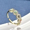 Brass Micro Pave Cubic Zirconia Cuff Rings for Women, Cadmium Free & Nickel Free & Lead Free, Evil Eye, with Enamel, Real 18K Gold Plated, 6.5mm