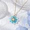 Glass & Glass Pearl Beads Pendants Necklaces for Women, with 304 Stainless Steel Cable Chain, Flower, Light Sky Blue, 17.72 inch(45cm)
