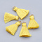 Nylon Thread Tassel Pendant Decorations, with Golden Iron Jump Rings, Random Color Binding Threads, Gold, 13~16mm