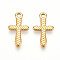 304 Stainless Steel Pendants, Ion Plating(IP), Cross Charms, Real 18K Gold Plated, 20.5x11.5x2mm, Hole: 1.8mm