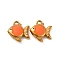304 Stainless Steel Enamel Pendants, Fish Charm, Golden, Orange, 15.5x15x5mm, Hole: 1.8mm
