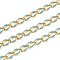 Brass Curb Chains, with Enamel, Spool, Long-Lasting Plated, Soldered, Golden, Deep Sky Blue, Link: 10.3x7x1.25mm