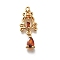 Brass Micro Pave Cubic Zirconia Pendants, Cadmium Free & Nickel Free & Lead Free, Flower Charms, Real 18K Gold Plated, Red, 23.5x9.5x4mm, Hole: 1.2mm