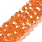 Transparent Glass Beads, 32 Facets, AB Color Plated, Round, Dark Orange, 10x8.5~9mm, Hole: 1.6mm, about 67pcs/strand, 23.62''(60cm)