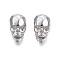 Brass Beads, Skull, Cadmium Free & Nickel Free & Lead Free, Platinum, 12x7x8.5mm, Hole: 1.8mm
