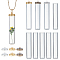 9Sets 3 Colors Transparent Glass Bottle Pendants, with Brass Stopper(Detachable), Column, Mixed Color, 60x12mm, 3sets/color