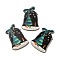 Single Face Printed Wood Big Pendants, Christmas Charms, Christmas Bell, 54.5x38x2.6mm, Hole: 2mm
