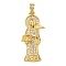 Rack Plating Brass Micro Pave Cubic Zirconia Pendants, Lead Free & Cadmium Free, Long-Lasting Plated, God, Real 18K Gold Plated, 38x17x5mm, Hole: 6x3.5mm