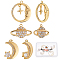 Beebeecraft 1 Box 6Pcs 3 Style Moon Charms 18K Gold Plated Universe Space Star Crescent Charms Pendant for DIY Necklace Earrings Jewellery Making