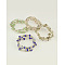 Fashion Wrap Bracelets, with Rondelle Glass Beads, Tibetan Style Bead Caps, Brass Tube Beads and Steel Memory Wire, Mixed Color, Inner Diameter: 55mm