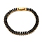 Cubic Zirconia Tennis Bracelet, PVD Vacuum Plating Golden 304 Stainless Steel Rectangle Link Chain Bracelet, Black, 6-1/2~6-3/4 inch(16.5~17.2cm)