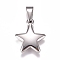 Tarnish Resistant 304 Stainless Steel Pendants, Star, Stainless Steel Color, 23.5x20x5mm, Hole: 10x4.5mm
