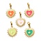 304 Stainless Steel Enamel Pendant Decoration, with Lobster Claw Clasps, Ion Plating(IP), Real 14K Gold Plated, Heart with Star, Mixed Color, 33mm