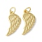 Brass Pendants, Wing Charms, with Jump Ring, Lead Free & Cadmium Free, Long-lasting Plated, Real 18K Gold Plated, 18.5x9x1.5mm, Hole: 3.5mm