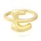 Rack Plating Brass Open Cuff Rings, Long-Lasting Plated, Letter, Letter E, 14mm