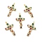 Cross Brass Micro Pave Colorful Cubic Zirconia Pendants, Cadmium Free & Nickel Free & Lead Free, Real 18K Gold Plated, 32x18x2mm, Hole: 2.6x3.3mm
