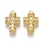 Brass Pendants, Hollow, Cross, Nickel Free, Real 18K Gold Plated, 20.5x13x6mm, Hole: 1.8mm