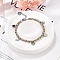 Punk Style 304 Stainless Steel Column Link Charm Bracelets for Women, Heart, with Cubic Zirconia, Real Gold Plated & Stainless Steel Color, 6-3/4 inch(17cm)