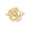 Brass Pave Glass Connector Charms, Flower Links, Cadmium Free & Nickel Free & Lead Free, Real 18K Gold Plated, Clear, 17x22.5x3mm, Hole: 1.4mm