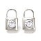 Brass Pendants, with Glass, Long-Lasting Plated, Lock Charm, Platinum, 16.5x10x7mm, Hole: 5.8x6mm