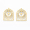 201 Stainless Steel Pendants, Arch with Star, Real 18K Gold Plated, 27x21x1mm, Hole: 1.6mm