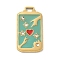 304 Stainless Steel Rhinestone Pendants, Enamel Style, Rectangle, Heart, Golden, 25.5x13.5x1mm, Hole: 1.8x3.5mm